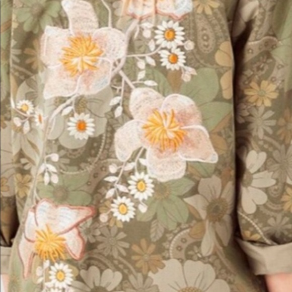 Spell Floral Embroidered Jacket in Olive Green - Picture 13 of 14